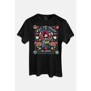 Imagem de Camiseta Disney Mickey All You Need Is Love - Piticas, P, Preto, Uniss