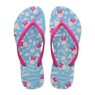 Imagem de Chinelo Infantil Meninas Havaianas Minnie Azul e Rosa - 4141-Feminino