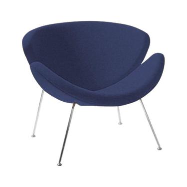 Imagem de Poltrona Design Trevo Linho Azul Base Cromada