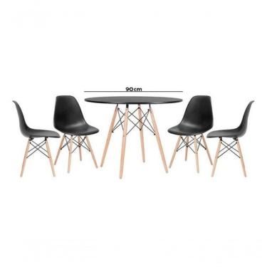 Imagem de Conjunto Mesa Eiffel Redonda 90 Cm Preta + 04 Cadeiras Preto