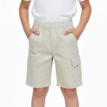 Imagem de Bermuda Juvenil Look Jeans Cargo Linho Bege - 14 - UNICA-Masculino