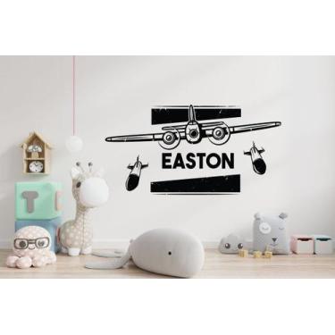 Imagem de Adesivo de parede  avião infantil - Ambiente dekorado, 80cm, preto