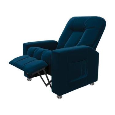 Imagem de Poltrona Do Papai Reclinável Romeo F05 Veludo Azul Marinho - LYAM DECO