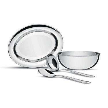 Imagem de Conjunto Para Servir Bandeja Oval Tigela com Colher e Concha - Homelan