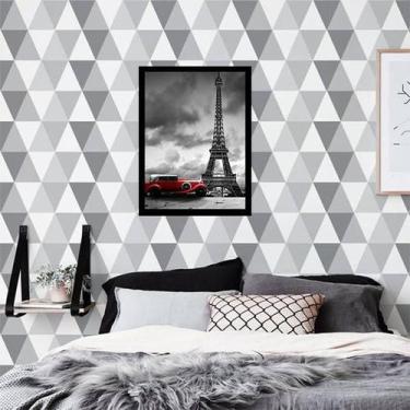 Imagem de Quadro Decorativo Fotografia Carro Vermelho Torre Eiffel 45x34cm - Qua