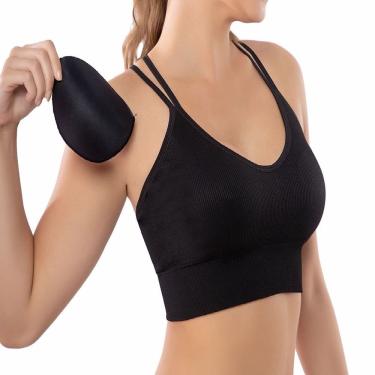 Imagem de Sutiã top delrio em microfibra canelado sem costura com bojo removivel alça dupla 4197