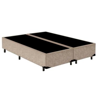 Imagem de Cama Box Queen Bipartido Suede Mega Cama Bege 158x198x42cm