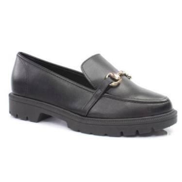 Imagem de Sapato Feminino Beira Rio Mocassim Tratorado Recortes Fivela, Preto, 3