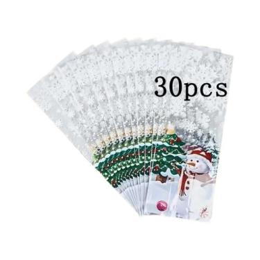 Imagem de Saco De Presente De Natal Com Estampa De Floco De Neve, Embalagem Plás