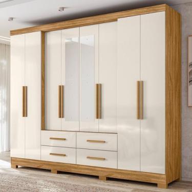 Imagem de Guarda-Roupa Casal 8 Portas 4 Gavetas com Espelho e Pés San Lorenzo - 