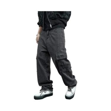 Imagem de Calças Jeans Masculinas Y2K Baggy Hip Hop Harajuku Com Pernas Largas, 