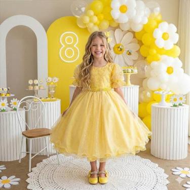 Imagem de Vestido Bella Child Laize Amarelo para Crianças, Golden fizz, 12