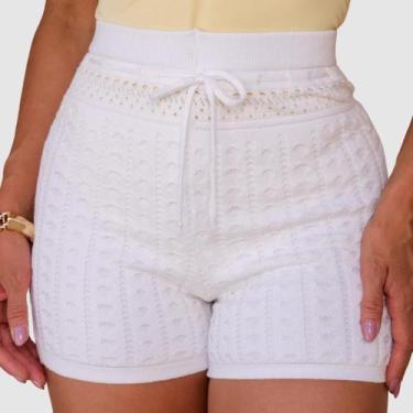 Imagem de Short Curto Feminino Tricot Modal Cintura Alta Moda Verão - SWISS BOUT