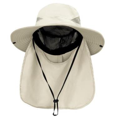 Imagem de Chapéu PFFY Sun Bucket 3" de aba larga UPF 50+ aba de pescoço bege