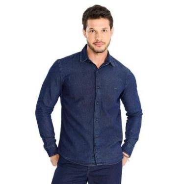 Imagem de Camisa Jeans Masculina Max Denim Manga Longa Azul Escuro-Masculino