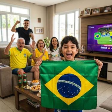 Imagem de Bandeira do Brasil Tecido Acetinado 52X52cm quadrada Copa