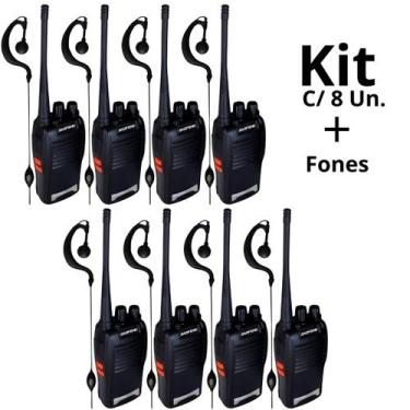 Imagem de Kit 8 Radio Walk Talk Comunicador C/Fones 16Ch 12km Baofeng 777s Ht Pa