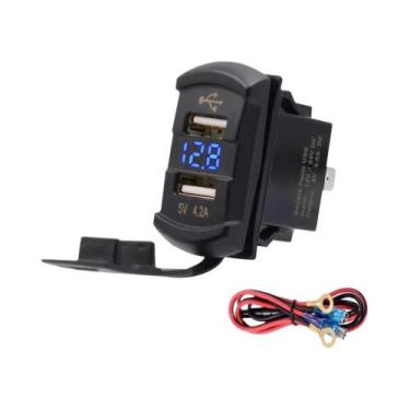 Imagem de Carregador De Carro Dual USB 12/24V 5V4.2A Com Display De Voltímetro L