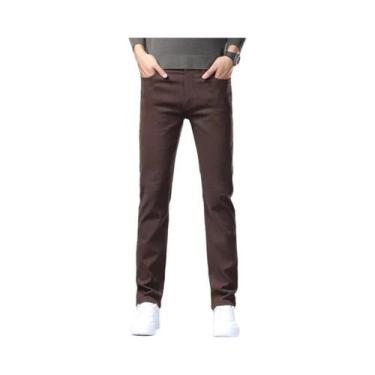 Imagem de Calças Jeans Masculinas De Algodão Stretch Confortáveis, Corte Reto, C