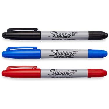 Imagem de Caneta Marcador Permanente Sharpie Ponta Dupla 3 Cores