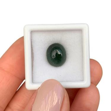 Imagem de Turmalina Verde Azulada Olho-de-Gato Oval Cabochão 5,62ct - ENE2ESE