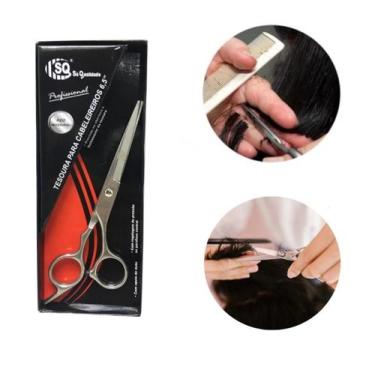 Imagem de Tesoura Forte Cortar Cabelo Profissional Fio Barbeiro 6,5Pol - Só Qual