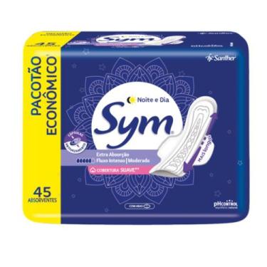 Imagem de Absorvente Sym Noite e Dia Cobertura Suave com Abas 45 unidades Pacotã
