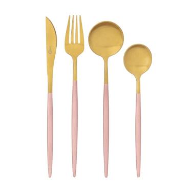 Imagem de Faqueiro Garbo 16 Peças Aço Inox para Mesa Posta Rose com Dourado Oxford