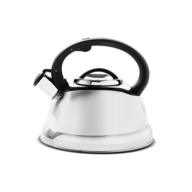 Imagem de Chaleira com Apito Roma 2,7L em Aço Inoxidável Fundo Plano para Fogão a Gás Elétrico Indução Inox Brinox