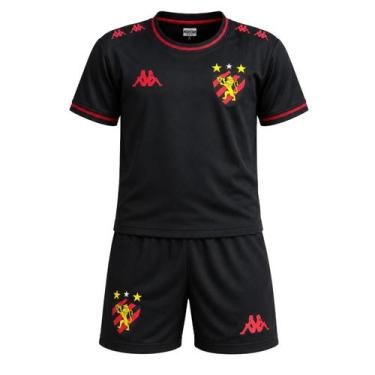 Imagem de Conjunto Sport Recife Kappa 2026 Supporter Preto - Infantil Tamanho:8C