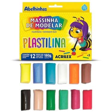 Imagem de Massinha De Modelar Plastilina 180g Com 12 Cores ACRILEX