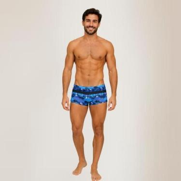 Imagem de Sunga Boxer Estampa Tropical Adulto Forrada Box Moda Praia Piscina Nat