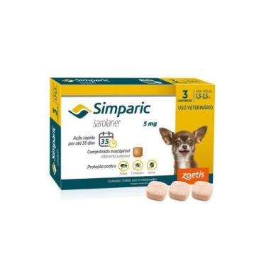Imagem de Antipulga Simparic para Cães com 1,3 kg a 2,5kg 3 Comprimido - Zoetis