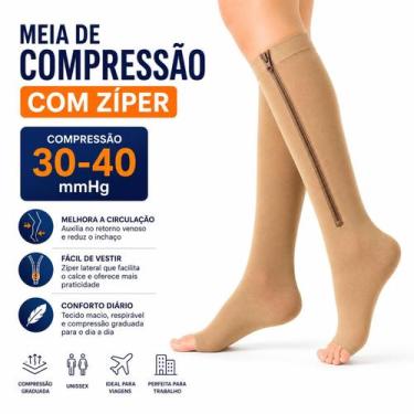 Imagem de Meia Tratamento De Varizes Trombose Média Compressão Zíper Pernas inch