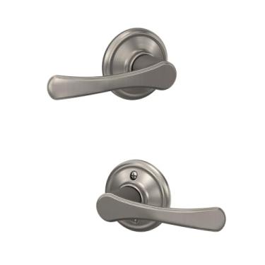 Imagem de Schlage F10 VLA 619 Alavanca de porta Avila, trava de passagem de corredor e armário, níquel acetinado