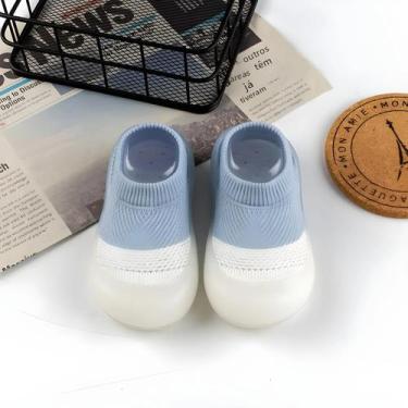 Imagem de Sapatos De Bebê Respiráveis E Antiderrapantes Em Algodão Cardado, Meia