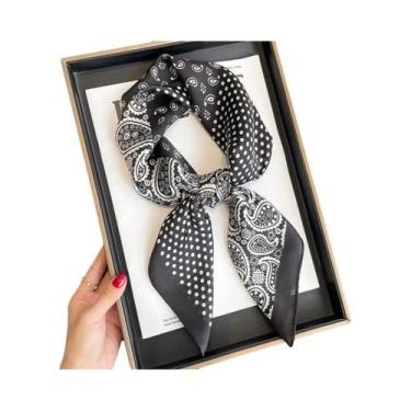 Imagem de Lenço Feminino De Seda Cetim Macio Com Estampa De Cavalo, Lenço Quadra