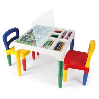 Imagem de Mesa Mesinha Didática Infantil Com 02 Cadeiras - Poliplac
