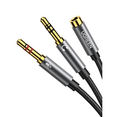 Imagem de UGREEN Divisor de fone de ouvido para computador 3,5 mm fêmea para 2 duplos 3,5 mm macho trançado divisor de áudio cabo microfone entrada estéreo fone de ouvido cabo de porta fone de ouvido p