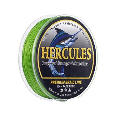 Imagem de HERCULES Linha de pesca trançada, não desbota, 109 Jardas Linhas de PE, 4 fios Linha de peixe multifilamento, 100 Libra Teste para água salgada e água doce, Verde fluorescente, 100 Libra, 100m