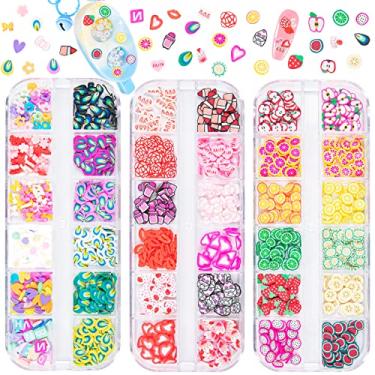 Imagem de Mistura de argila de polímero, polvilhas, fatias de confete para decoração de bolo falsa de sobremesa, projetos de arte "faça você mesmo", fabricação de joias de resina, pacote com 3 caixas, 36 designs