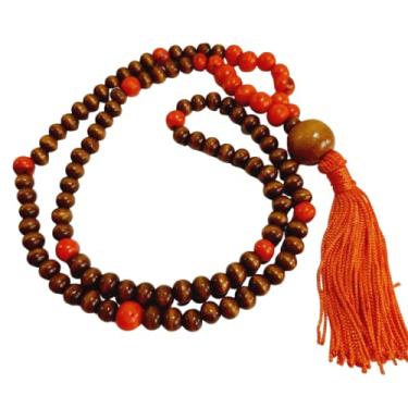 Imagem de Japamala 108 Contas Madeira e Semente de Açaí (Laranja)