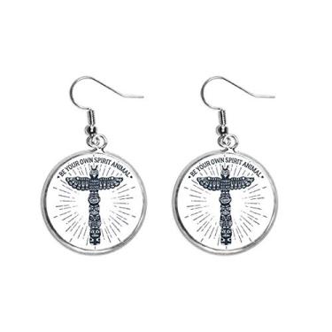 Imagem de Brinco feminino com estampa decorativa de coruja do Egito Antigo Pingente de Prata