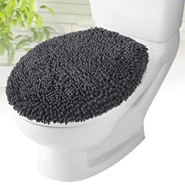 Imagem de Mayshine – Capas de microfibra padrão laváveis para banheiro, assento de neve, tampas de vaso sanitário para banheiro, Charcoal Gray, Standard Lid