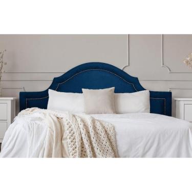 Imagem de Cabeceira King Provençal 193x60cm Suede Azul - Tachas Fumê