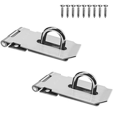 Imagem de 2 peças de ferrolho de bloqueio de portão de aço inoxidável, conjunto de trava de segurança para portas, armários, armários e mais (7,6 cm - prata)