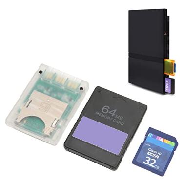 Imagem de Yoidesu Adaptador de cartão de console, leitor de cartão de armazenamento de console com cartão de armazenamento SD de 64 GB 32 G FMCB cartão de memória para PS2, Plug and Play (consoles finos)