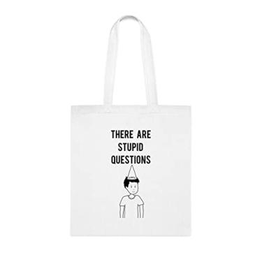 Imagem de There Are Stupid Questions Sacola, presente engraçado, bolsa de ombro, bolsas reutilizáveis, ideia de presente de aniversário e Natal