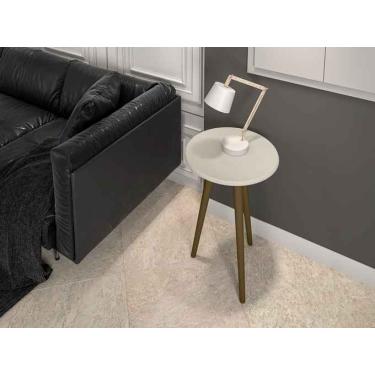 Imagem de Mesa de Apoio Brilhante em Madeira Branco Off-White Móveis Bechara