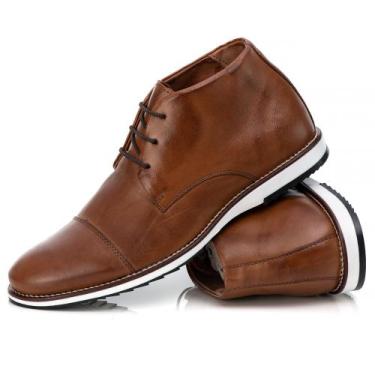 Imagem de Sapato Bota Cano Baixo Oxford Casual Masculino Brogue Premium Couro Co